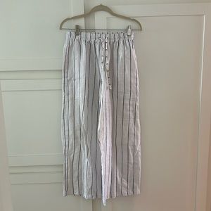 Faithfull The Brand white and navy striped linen pant